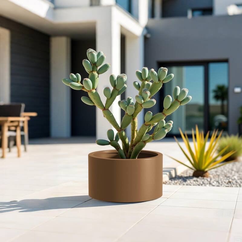 Rustic Corten Steel Raised Outdoor Planter with Open Base for Drainage - Brown