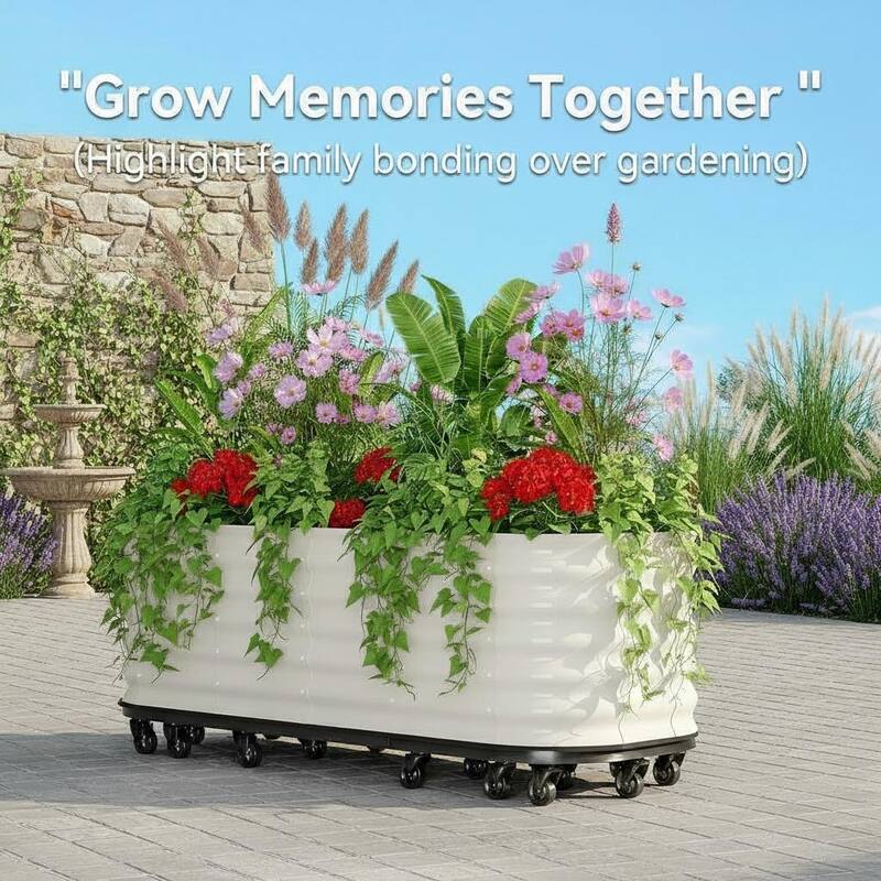 Self-Watering Raised Garden Bed, with Lockable Wheels & Water Reservoir