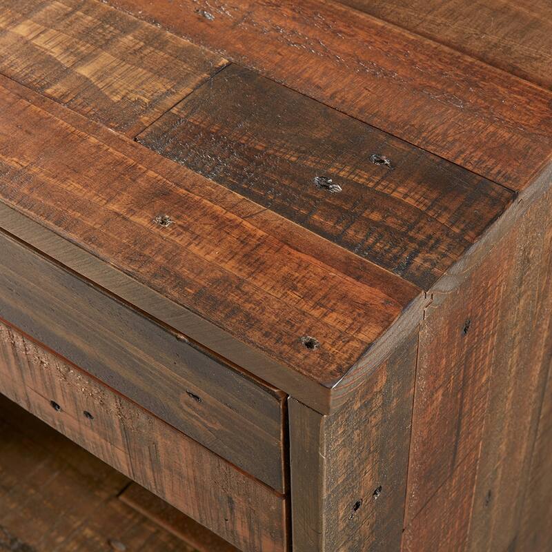 Solid Wood Nightstand with 1 Drawer and 1 Extra Roomy Compartment