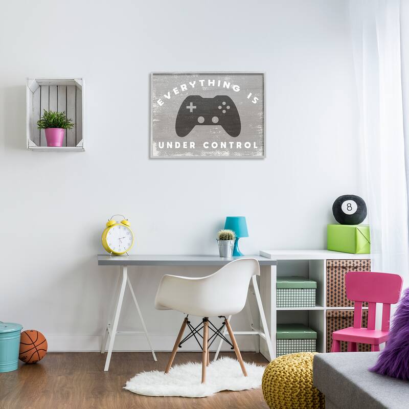 Stupell Everything is Under Control Rustic Video Game Controller Framed Wall Art - Grey