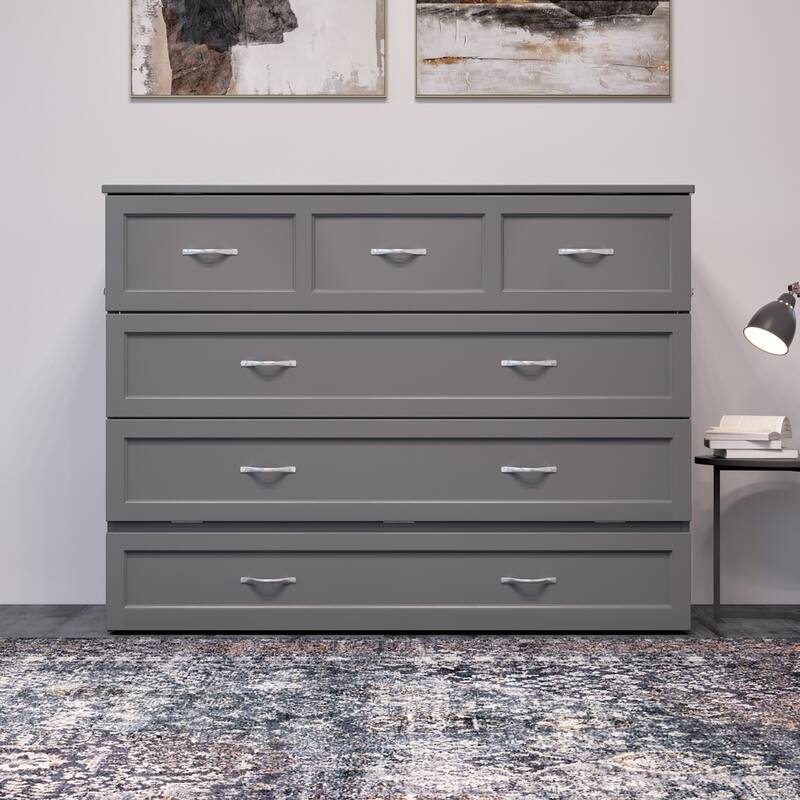 AFI Northfield Murphy Bed Chest with 6" Mattress, Storage Drawer & Built-In Charger