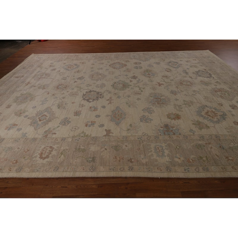 Vegetable Dye Oushak Turkish Large Area Rug Hand-Knotted Wool Carpet - 10'3"x 14'1"