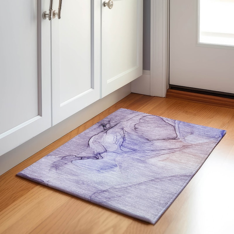 Premium Washable Super Soft Abstract Contemporary Mayfield Rug - Purple - 1' 8" x 2' 6" - Rectangle