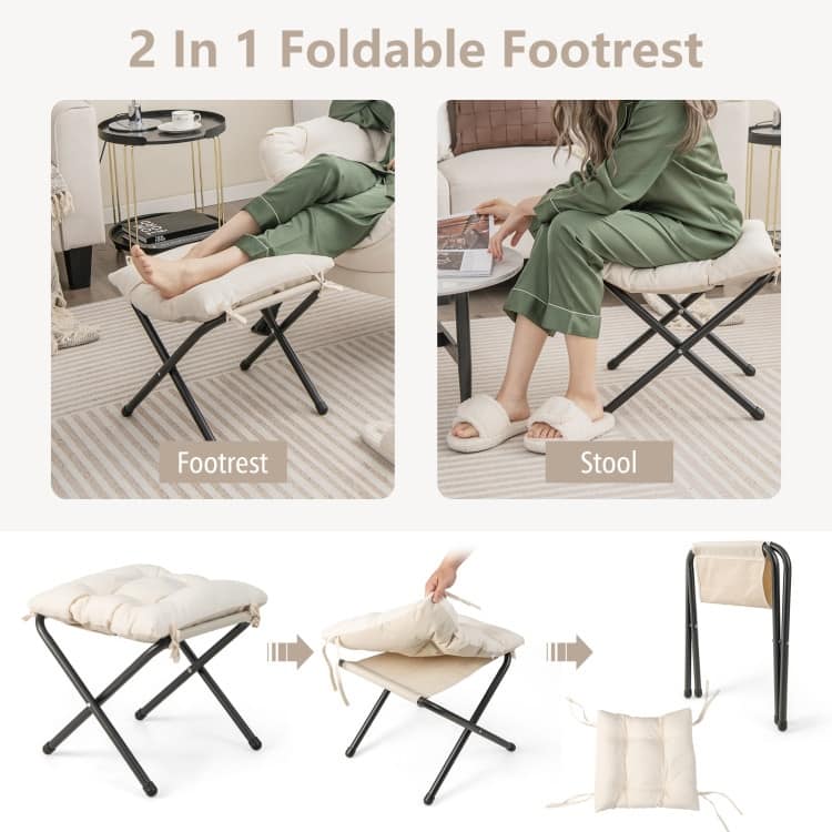 Modern Accent Sofa Chair with Folding Footrest and Side Pocket - 29.5" x 32" x 37.5"