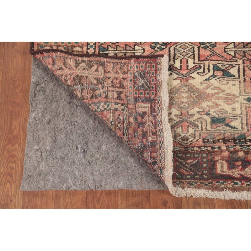 Tribal Pink Gharajeh Persian Vintage Runner Rug Wool Carpet - 3'0"x 10'6"