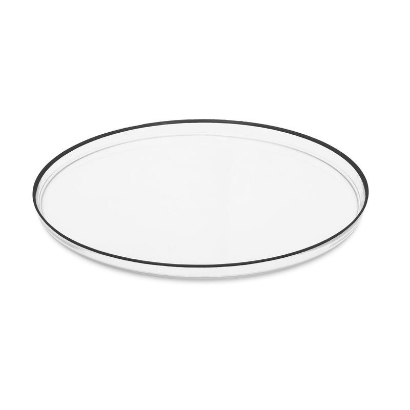 Set Of four 13"D Glass Chargers with Colored Rim - Black