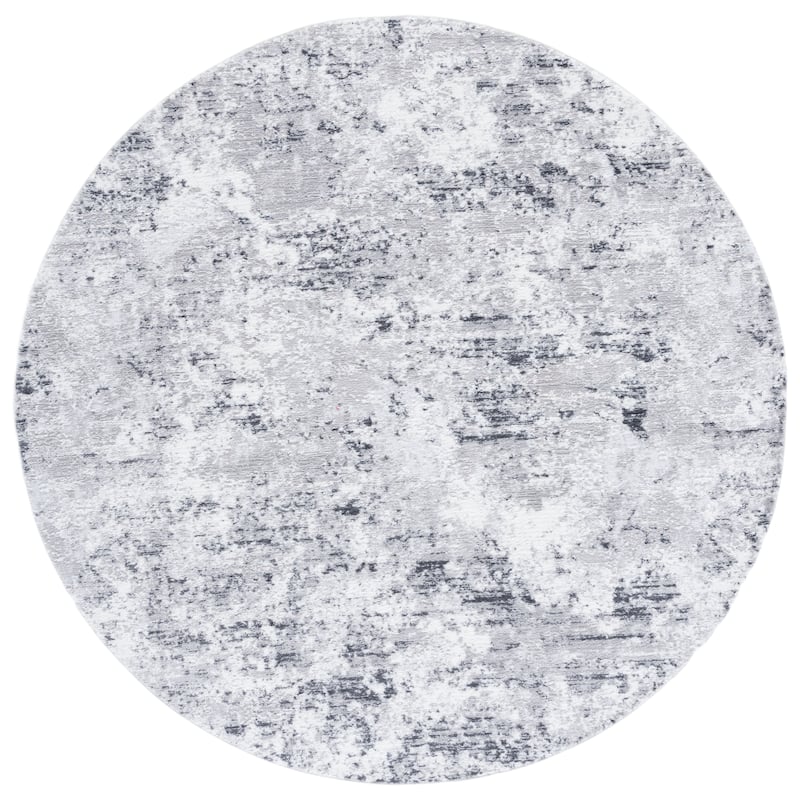 SAFAVIEH Amelia Modern Abstract Rug - 6'7" x 6'7" Round - Grey/Ivory