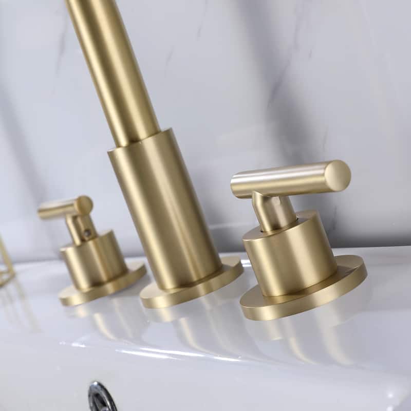 Rbrohant Widespread Brushed Gold Bathroom Sink Faucet, 8 in. 2-Handle Bathroom Faucet