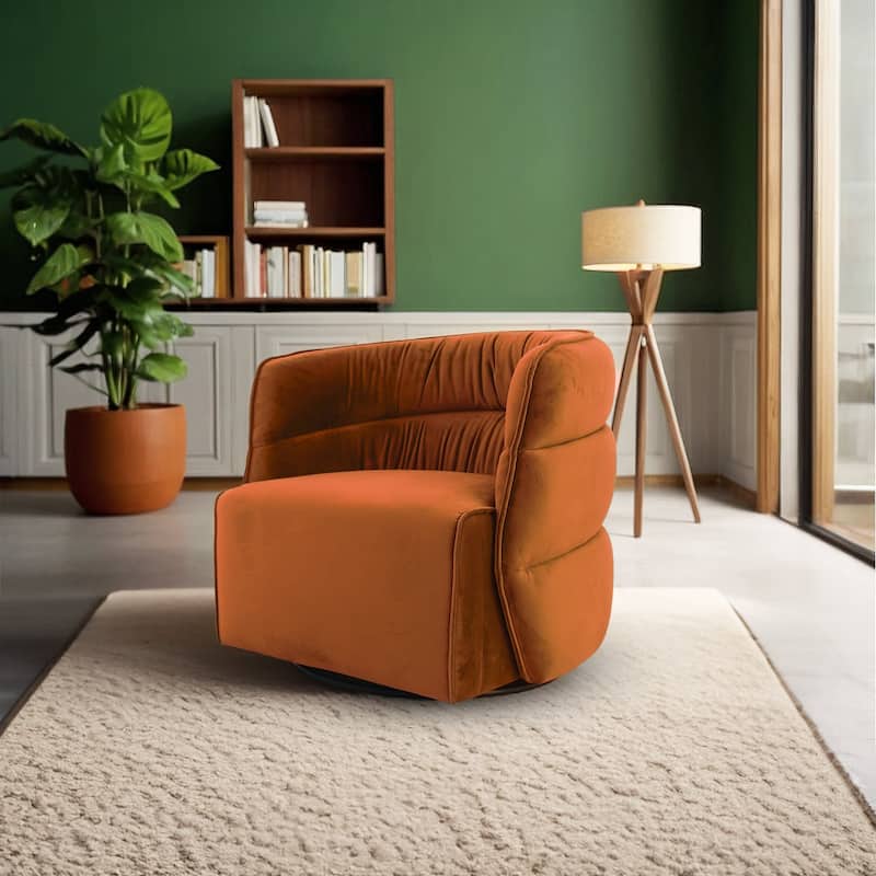 GDFStudio - Walden Modern Mid-Century Velvet 360° Swivel Chair