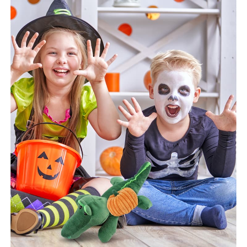 DolliBu Super Soft Alligator Stuffed Animal with Pumpkin Decor Plush - 6 inches