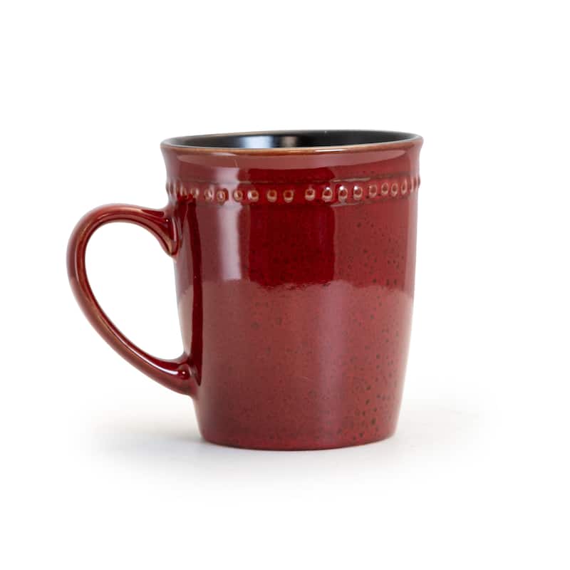 Royal Maroon Embossed Stoneware Dinnerware Set 16 Piece