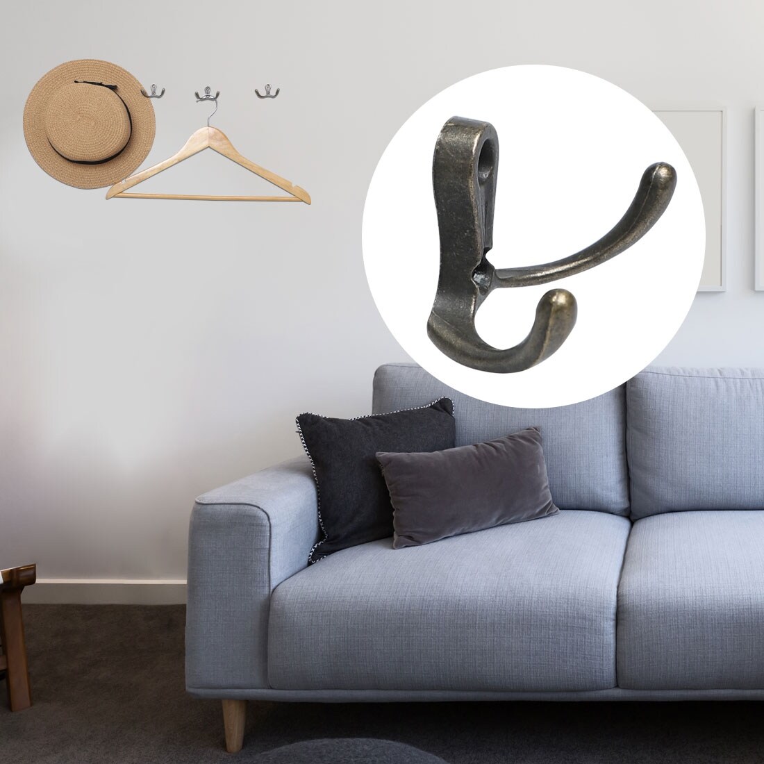 Shop 5pcs Dual Robe Hooks Zinc Alloy Coat Hook Wall Bedroom Diy
