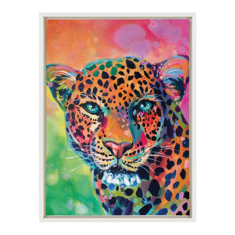 Kate and Laurel Sylvie Leopard Framed Canvas by Rachel Christopoulos