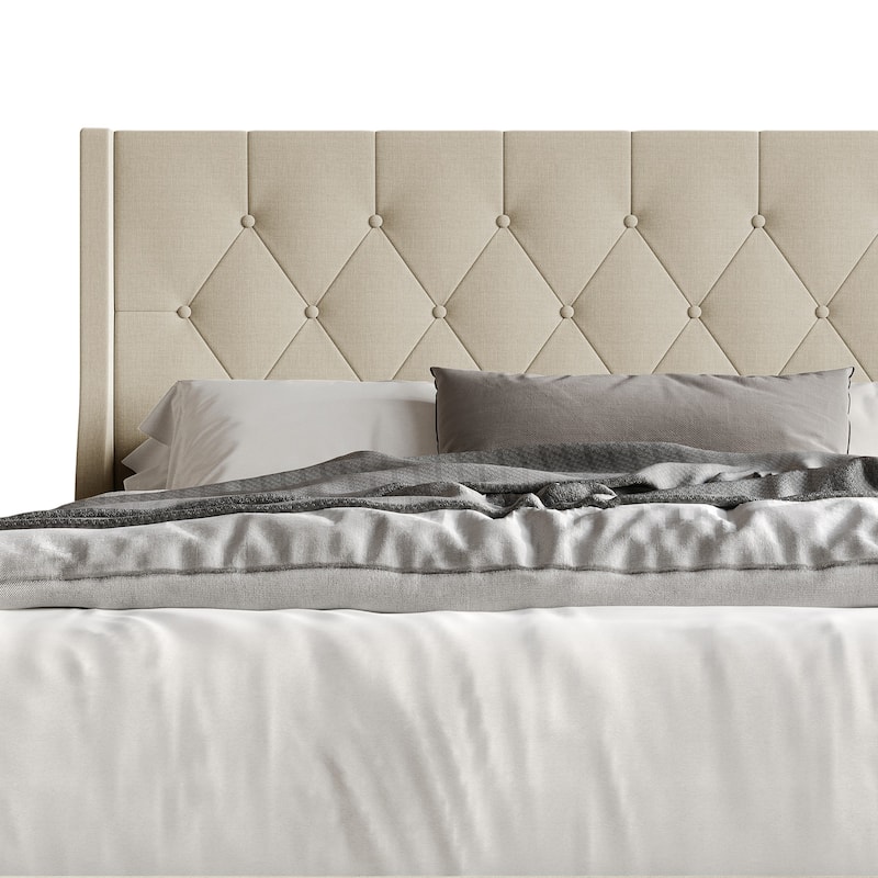 Oregon Twin Button-Tufted Upholstered Wingback Panel Bed