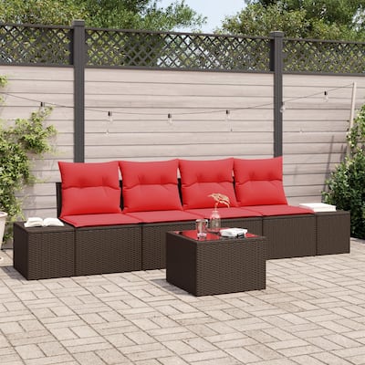 vidaXL 5 Piece Garden Sofa Set with Cushions - 115.7×24.4×27.2