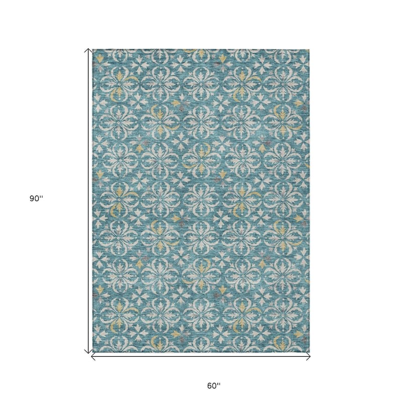 HomeRoots Floral Transitional Rectangle Outdoor Rug