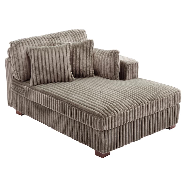42" W Plush Corduroy Upholstered Chaise Lounge Sleeper for Living