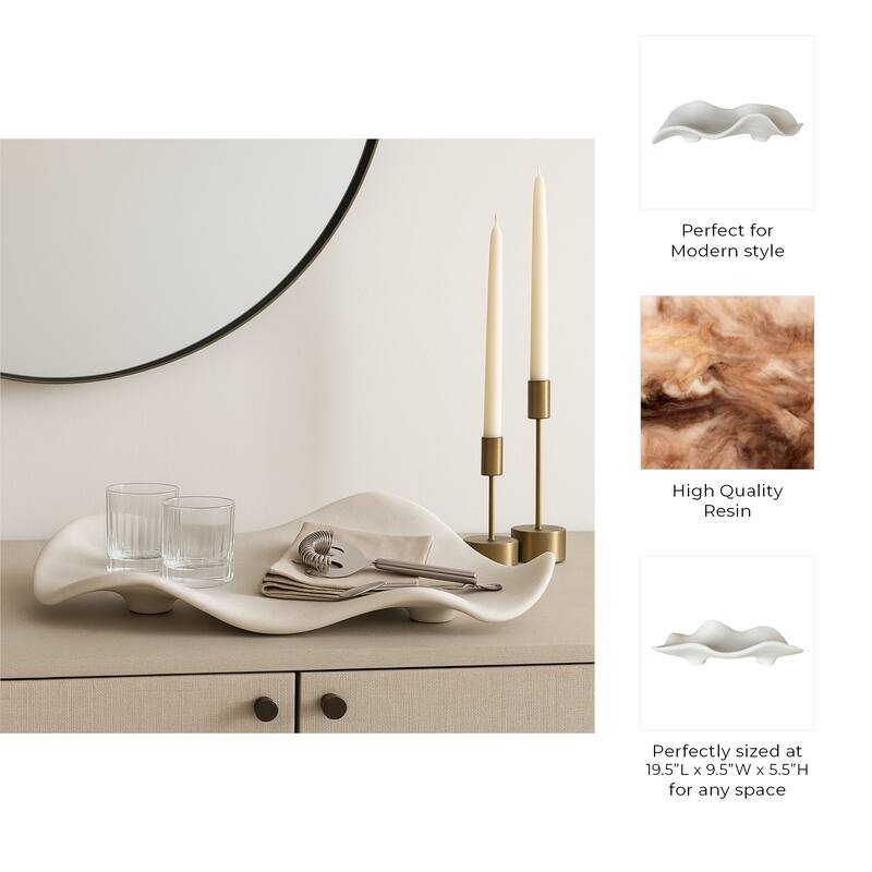 Decorative Quartz Tray for Home Decor - White, 19.5"
