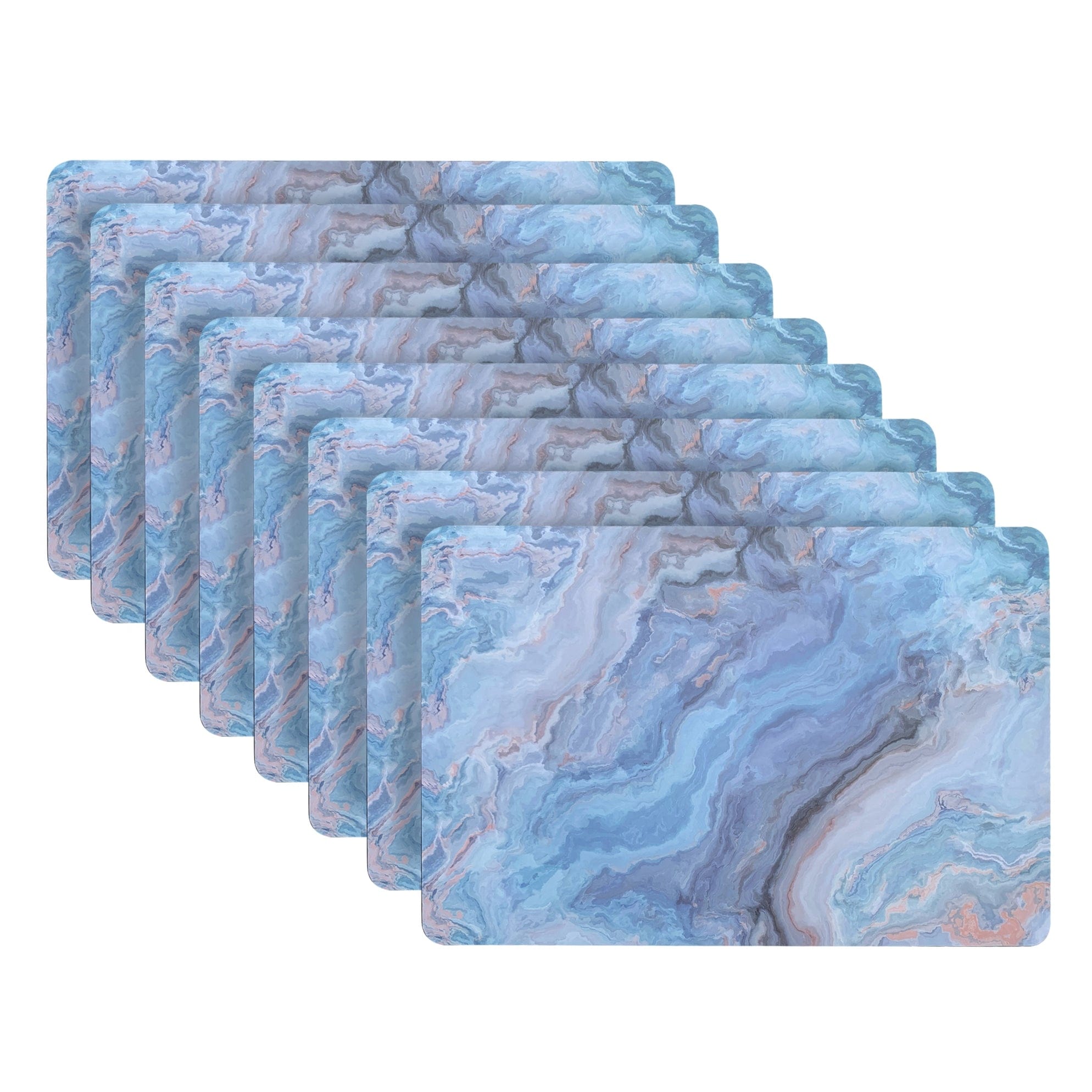 Dainty Home Marble Cork Placemat Set of 8 12" x 18'' in Blue