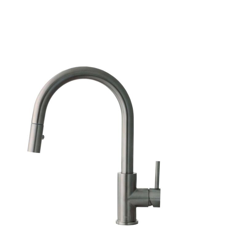 STYLISH Kitchen Sink Faucet Single Handle Pull Down Dual Mode in Stainless Steel - Faucet Height: 14 1/8" | Spout Height: 6 3/4"