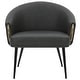 preview thumbnail 5 of 12, Mid-Century Modern Faux Leather and Metal Accent Chair - Vintage Charcoal and Black and Aged Gold