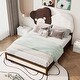 preview thumbnail 4 of 17, Upholstered Platform Bed With Bear Shaped Headboard, Led Light Strips