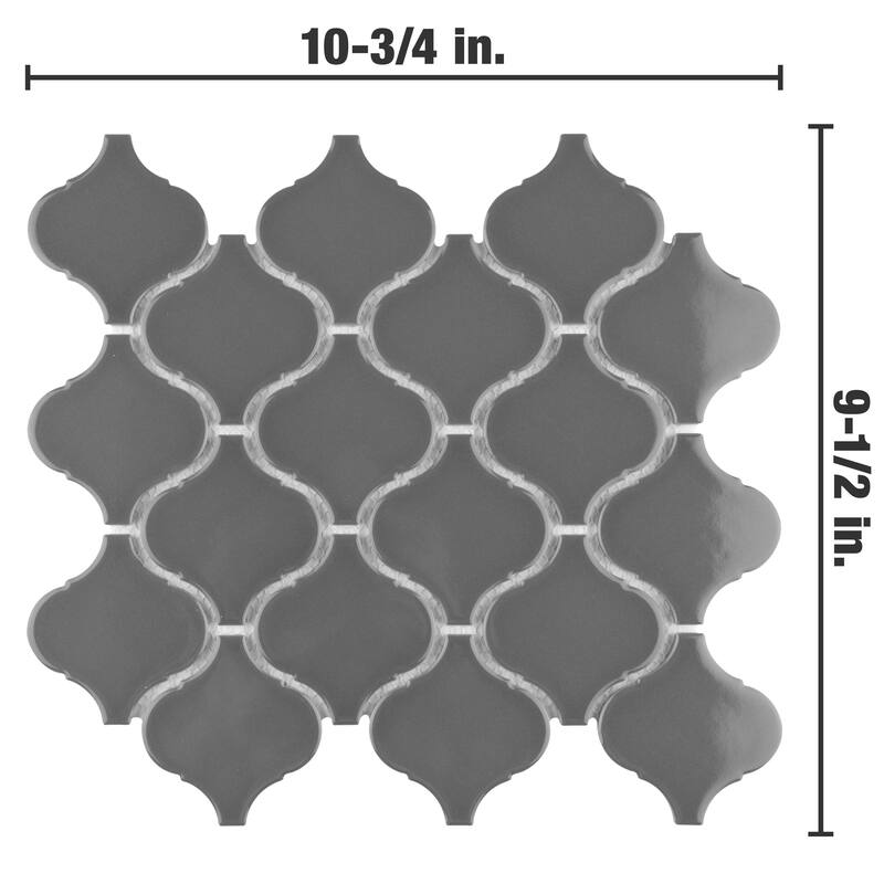 Merola Tile Metro Lantern Glossy Dark Grey 9-1/2" x 10-3/4" Porcelain Floor and Wall Tile