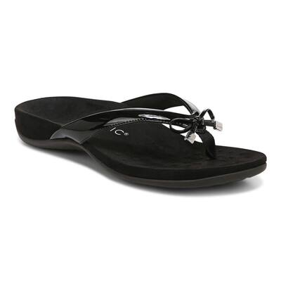 Vionic Womens Bella Black Toe Post Sandal 10000435001 Arch Support Comfortable