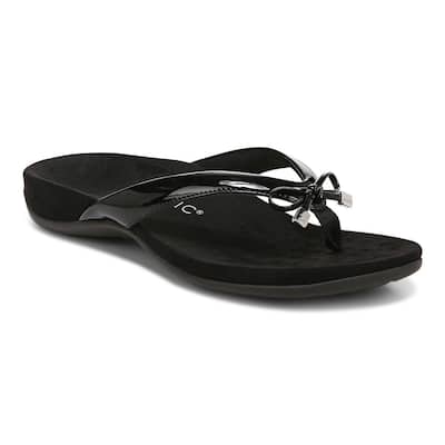 Vionic Womens Bella Black Toe Post Sandal 10000435001 Arch Support Comfortable