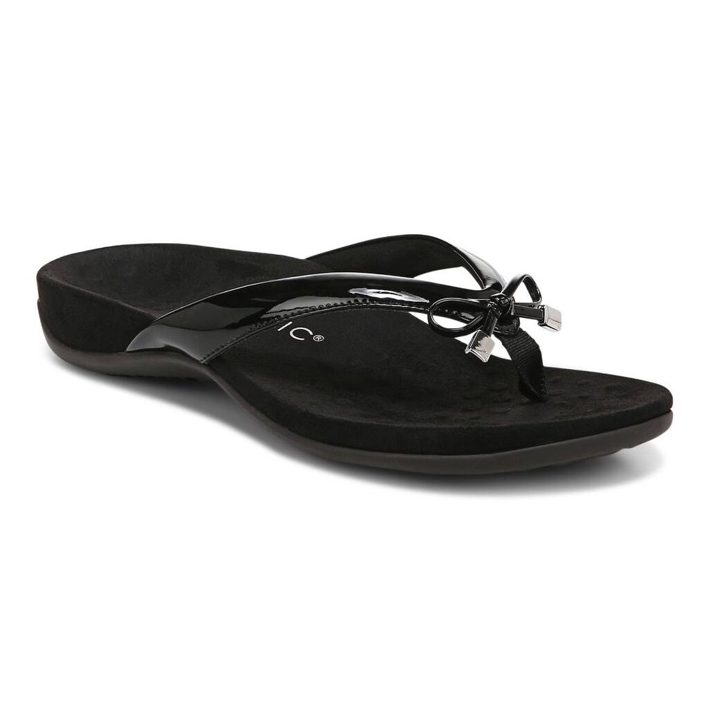 Vionic Womens Bella Black Toe Post Sandal 10000435001 Arch Support Comfortable