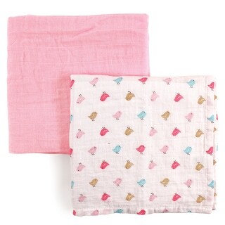 Luvable Friends Baby Girl Muslin Cotton Swaddle Blanket, Birdies, One Size - Birdies - One Size
