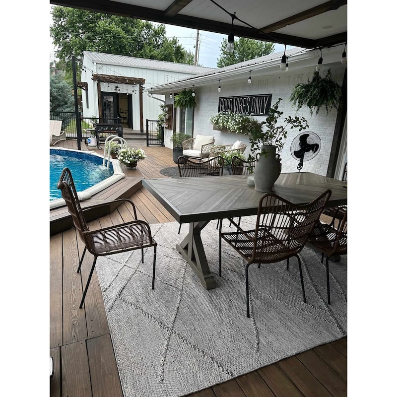 Hauteloom Butch Living Room, Bedroom Patio Outdoor Area Rug - Farmhouse - Taupe,Beige - 2' x 3'
