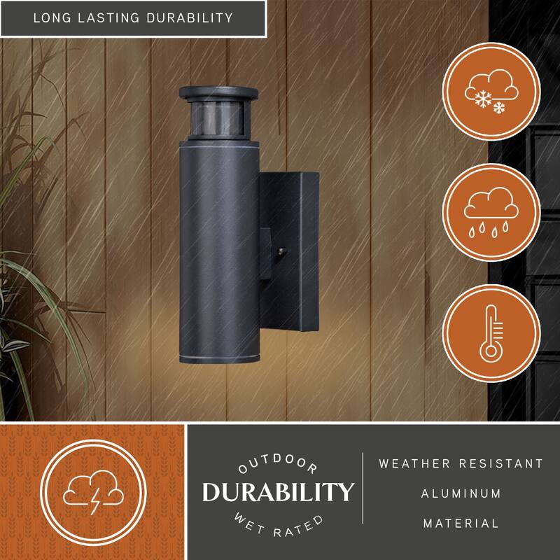 Chiasso Black LED Motion Sensor Dusk to Dawn Dark Sky Outdoor Wall Light - 4.5-in W x 9.75-in H x 4.75-in D