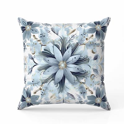 Snowy Crest Faux Suede Reversible Throw Pillow White and Steel