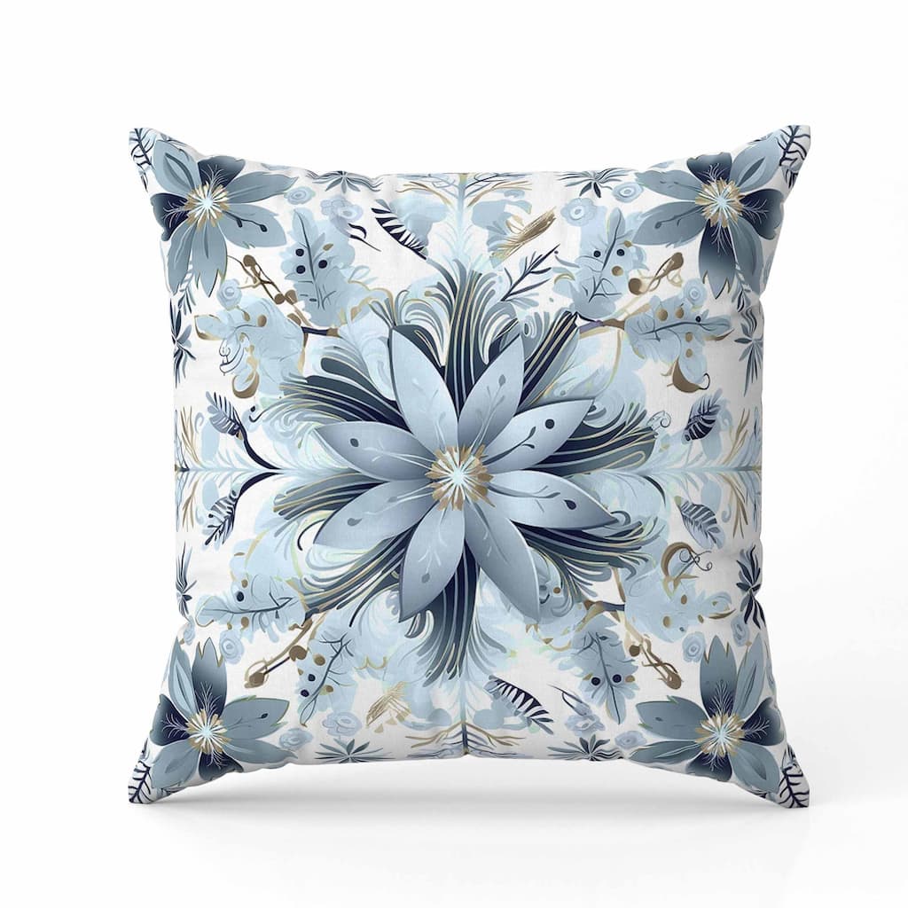 Snowy Crest Indoor/Outdoor Reversible Throw Pillow White and Steel