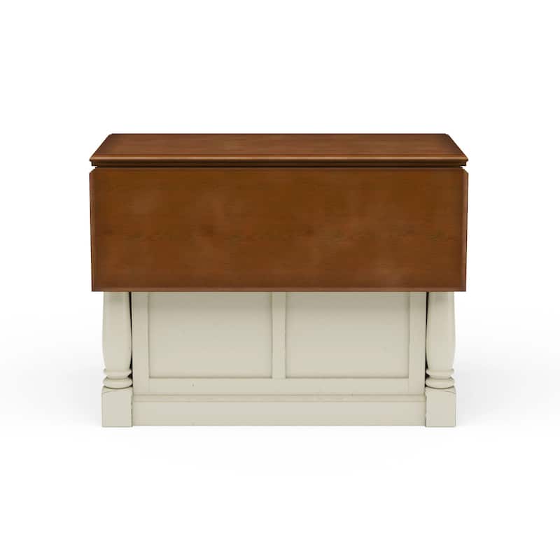 Homestyles Monarch 3-Piece Off-White Wood Kitchen Island Set with Drop Leaf Wood Top - 48' x 25' x 36'