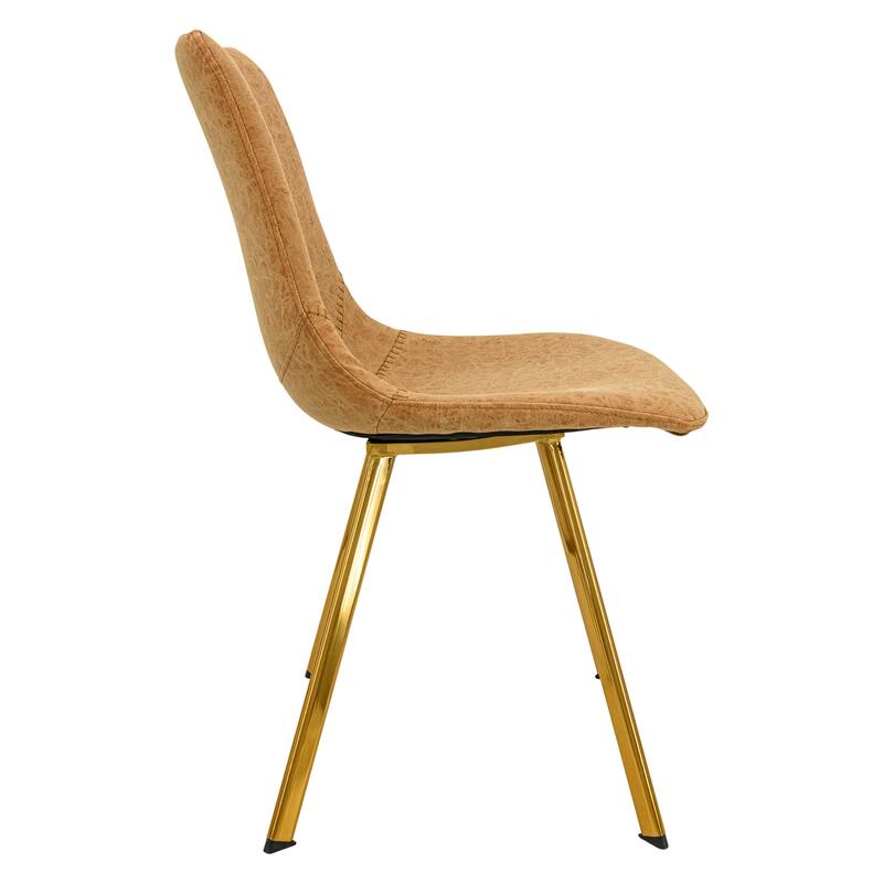 Markley Leather Dining Chair Set of 2 With Gold Metal Legs Modern Accent Side Chair