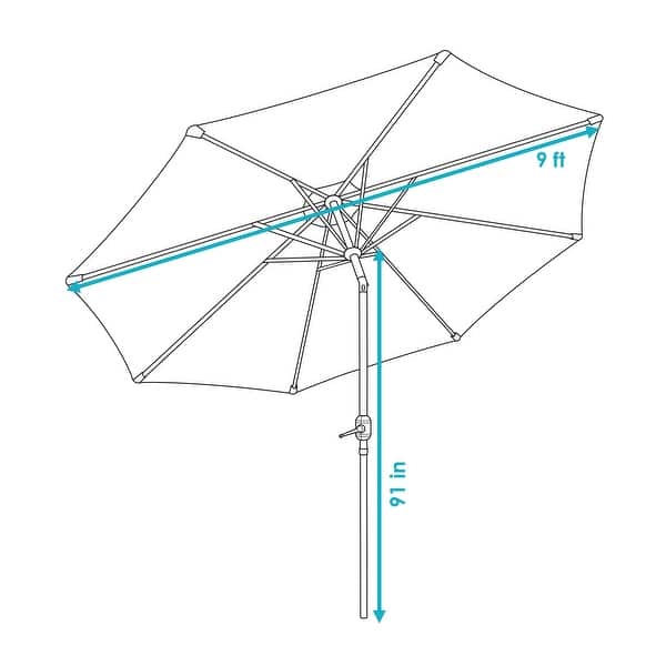 Sunnydaze Aluminum Outdoor Patio Umbrella with Tilt and Crank