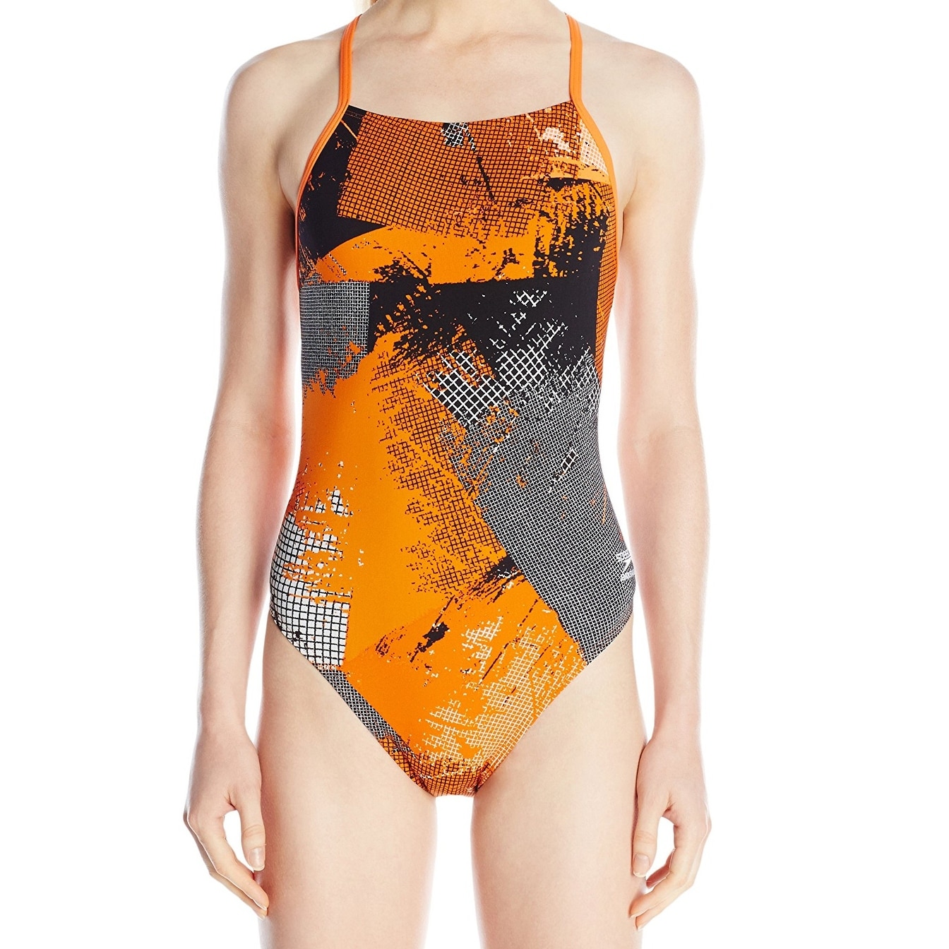 Shop Speedo Womens Swimwear Orange Black White Size 14 Performance
