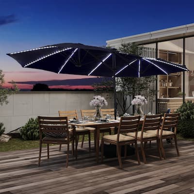 15ft Double Sided Rectangular Lighted Market Umbrella