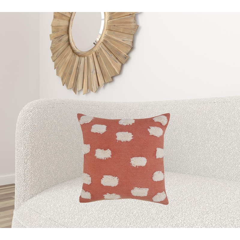 HomeRoots 20" X 20" Orange And White 100% Cotton Zippered Pillow