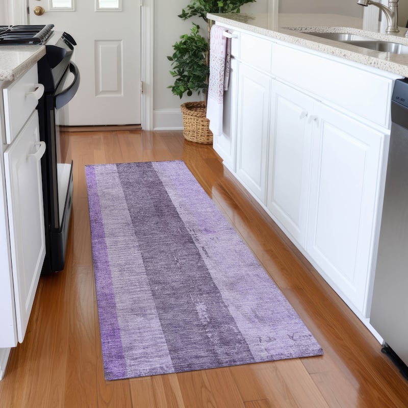 Premium Washable Super Soft Modern Stripe Mayfield Rug - Purple - 2'3" x 7'6"