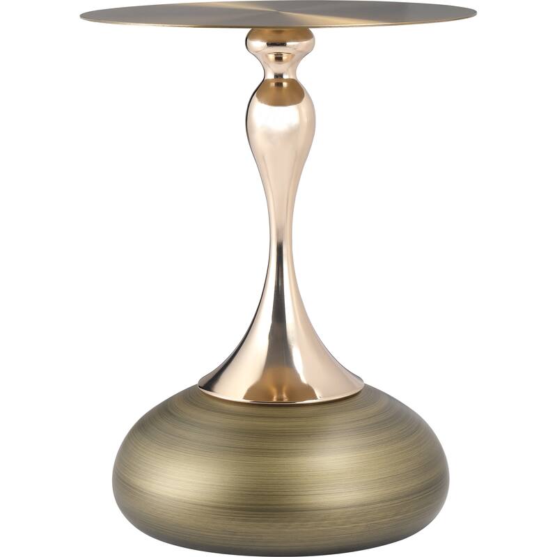Savoy 18-Inch Round Side Table in Gold Stainless-Steel End Table with a Round Pedestal base
