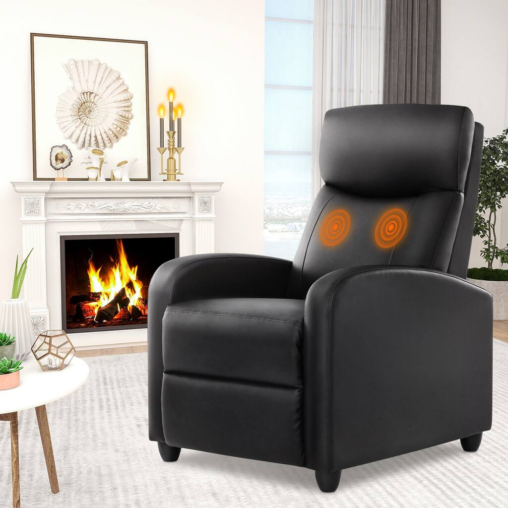 Black Adjustable Recliner with Lumbar Support, Massage, and Heating