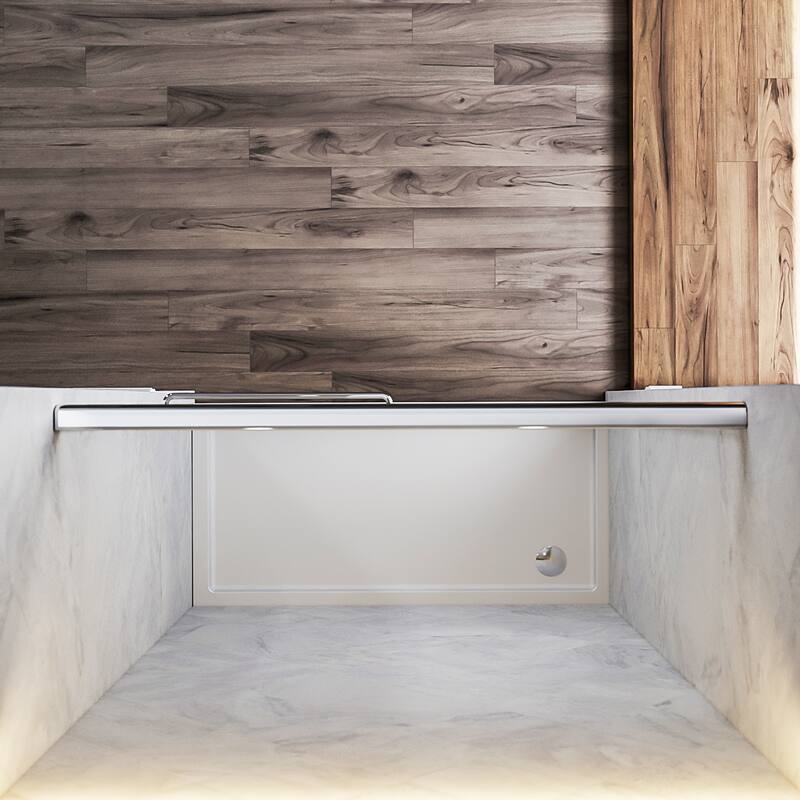 Elegant Double Sliding Shower Door 58.5-60 x 72" Width Cutting Guide Rail Adjustment Reversible installation