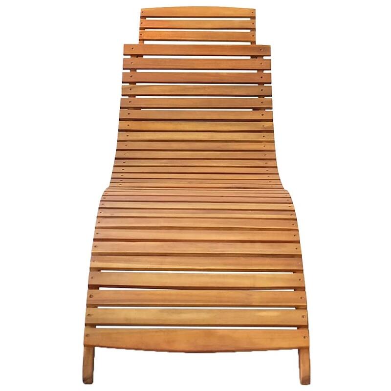 vidaXL Patio Sun Lounger with Cushion Solid Acacia Wood - 72.4" x 21.7" x 25.2"