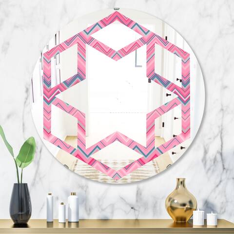 Designart 'Abstract Retro Geometric III' Modern Round or Oval Wall Mirror - Hexagon Star