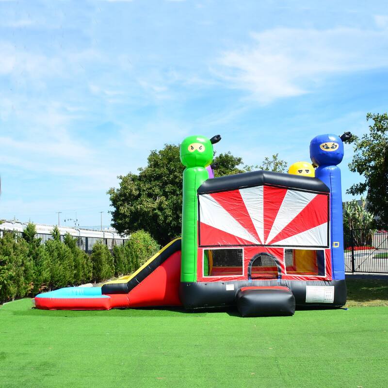 HeroKiddo Ninja Warrior Commercial Grade Inflatable Bounce House & Slide Combo for Kids and Adults (with Air Blower)