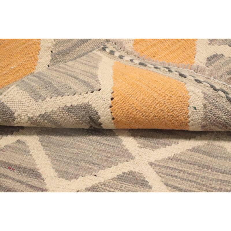 Hand Woven Oriental 100% Wool Carpet Southwestern Tribal Greys & Charcoal Kilim Area Rug - 4' 10'' X 3' 3''