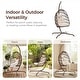 preview thumbnail 8 of 53, Oversized 1-Person Foldable Hanging Egg Chair - Wicker Swing Chair with Stand, Portable for Indoor Outdoor Patio